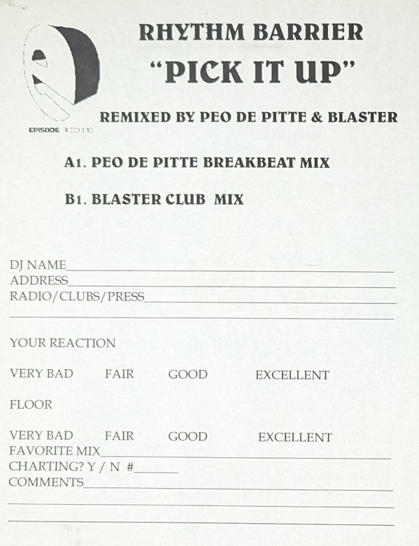 Rhythm Barrier : Pick It Up (12")