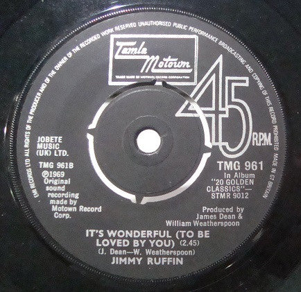 Jimmy Ruffin : I'll Say Forever My Love / It's Wonderful (To Be Loved By You) (7", Single)
