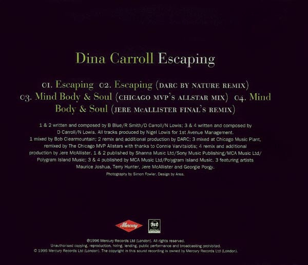 Dina Carroll : Escaping (CD, Single)