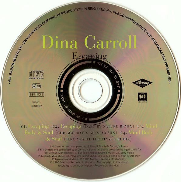 Dina Carroll : Escaping (CD, Single)
