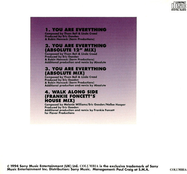 Melanie Williams & Joe Roberts : You Are Everything (CD, Single)