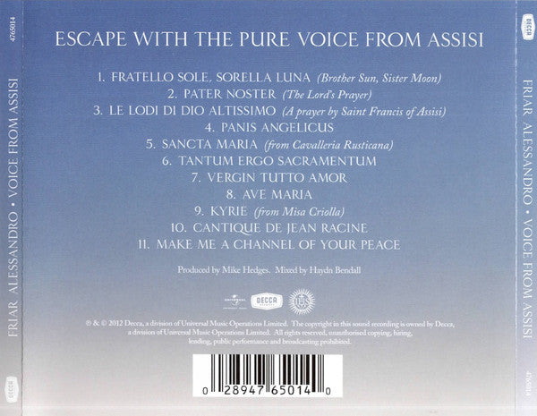 Friar Alessandro : Voice From Assisi (CD, Album)