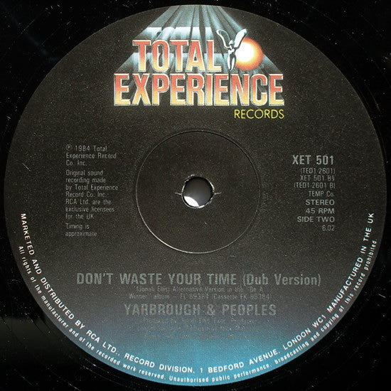 Yarbrough & Peoples : Don't Waste Your Time (12", Single)