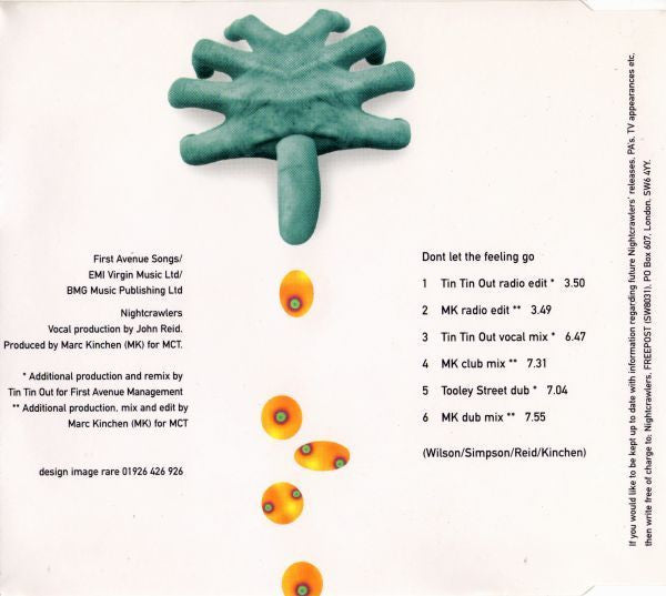 Nightcrawlers Featuring John Reid : Dont Let The Feeling Go (MK & Tin Tin Out Mixes) (CD, Maxi)