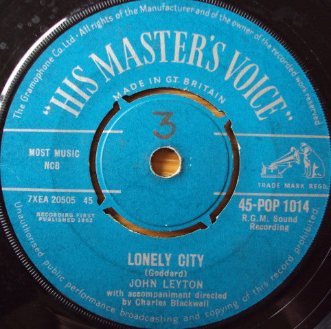 John Leyton : Lonely City (7", Single)