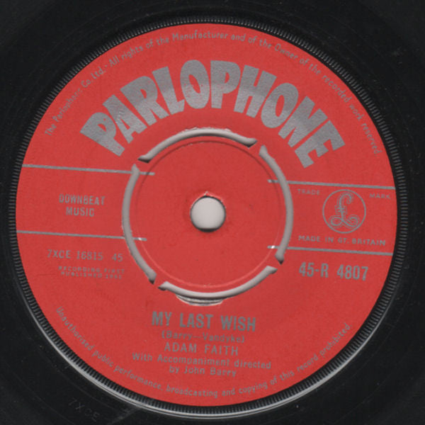 Adam Faith : My Last Wish (7")