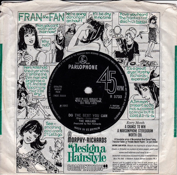 The Hollies : Listen To Me (7", Sol)