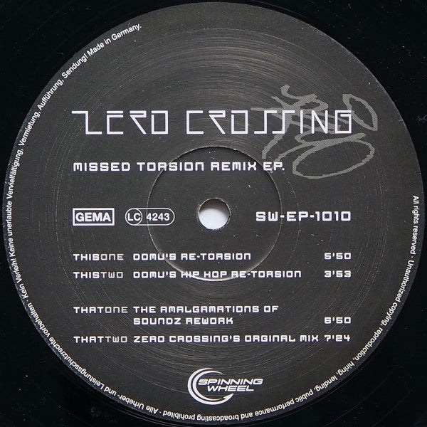 Zero Crossing : Missed Torsion Remix EP (12", EP)