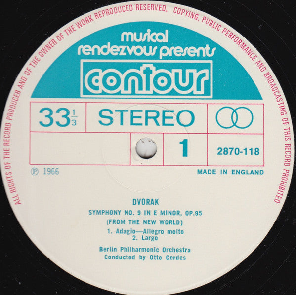 Antonín Dvořák, Berliner Philharmoniker Conducted By Otto Gerdes : Symphony No. 9 In E Minor Op.95 "From The New World" (LP, Album, RE)