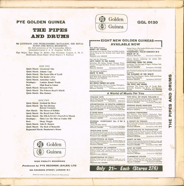 Pipes And Drums Of The 8th (Lothians And Peeblesshire) Batallion, The Royal Scots (The Royal Regiment) : The Pipes And Drums (LP, Mono)