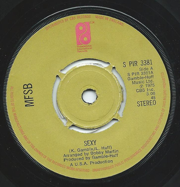 MFSB : Sexy (7", Single, Pus)