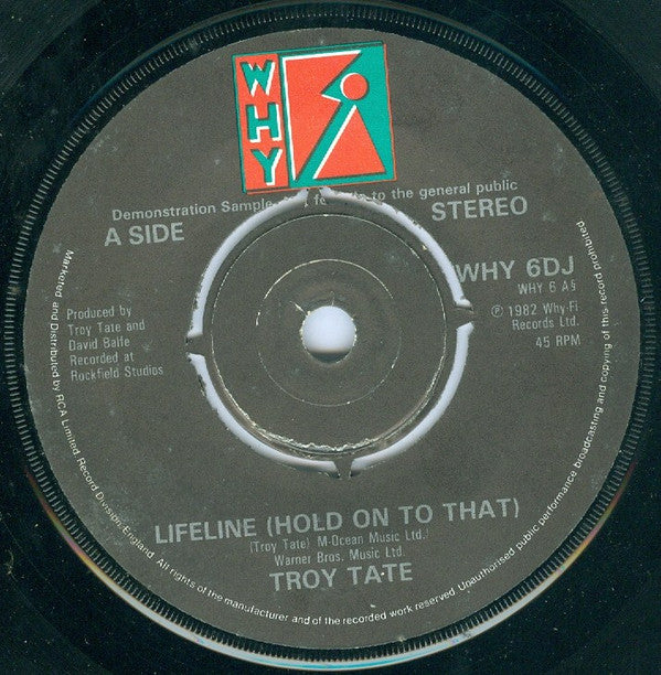 Troy Tate : Lifeline (Hold On To That) (7", Promo)