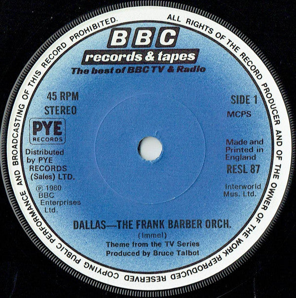 The Frank Barber Orchestra : Dallas (7", Sol)
