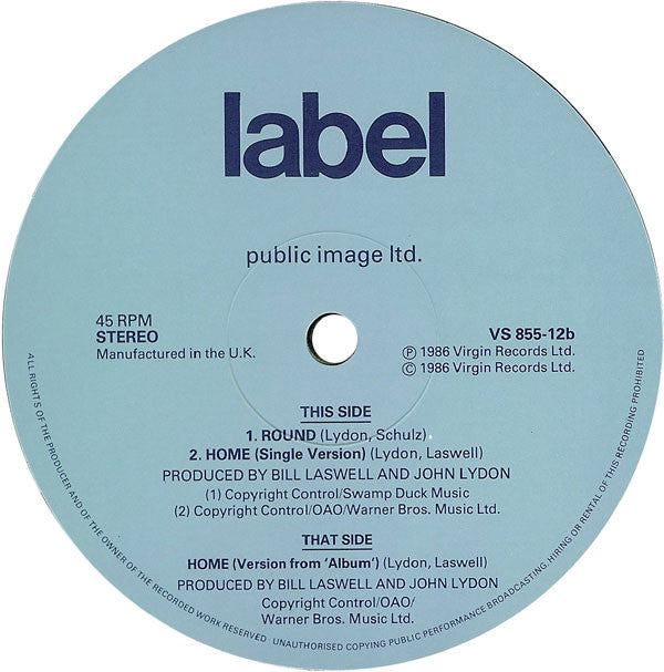 Public Image Limited : 12 Inch Home (12")