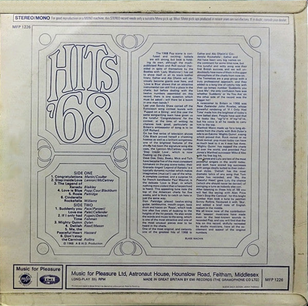 Unknown Artist : Hits '68 (LP)