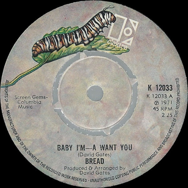 Bread : Baby I'm—A Want You (7", Single, Kno)