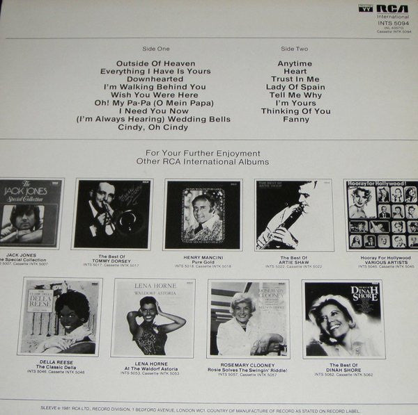 Eddie Fisher : Eddie Fisher's Greatest Hits (LP, Comp)