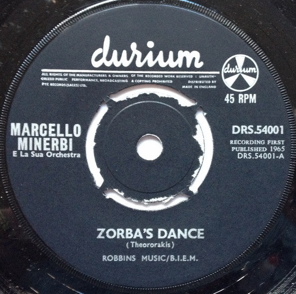 Marcello Minerbi E La Sua Orchestra : Zorba's Dance (7", Single, Pus)