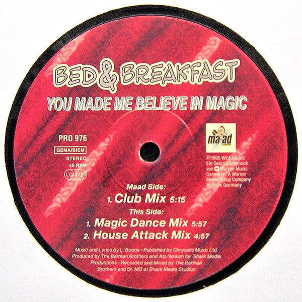Bed & Breakfast : You Made Me Believe In Magic (12", Promo)