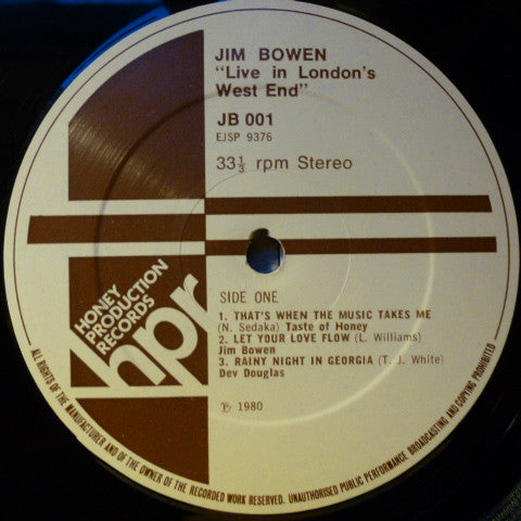 Jim Bowen : Live In London's West End (LP, Album)