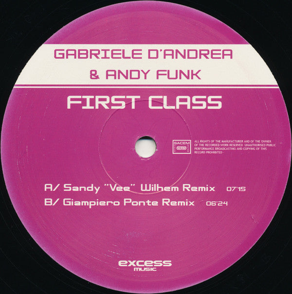 Gabriele D'Andrea & A.N.D.Y. Funk : First Class (12")