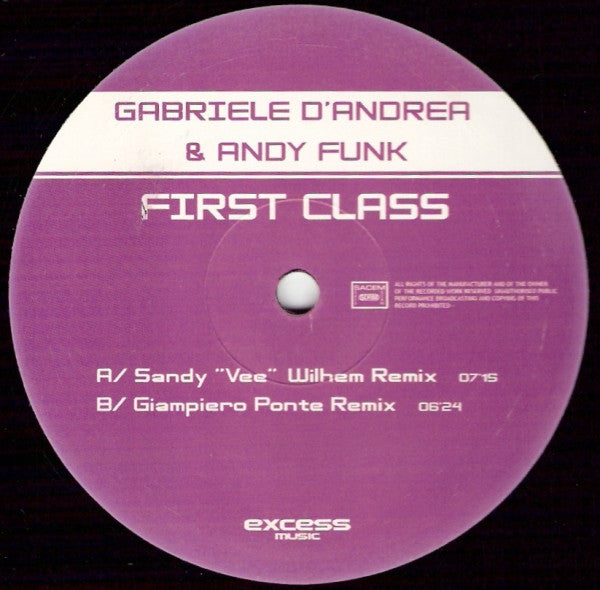 Gabriele D'Andrea & A.N.D.Y. Funk : First Class (12")
