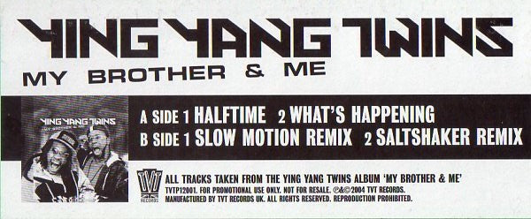 Ying Yang Twins : My Brother & Me (12", Promo, Smplr)