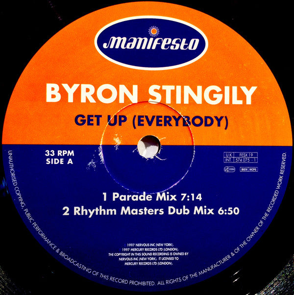 Byron Stingily : Get Up (Everybody) (12")