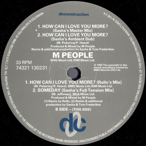 M People : How Can I Love You More Mixes (12")