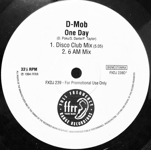 D Mob : One Day (2x12", Promo)