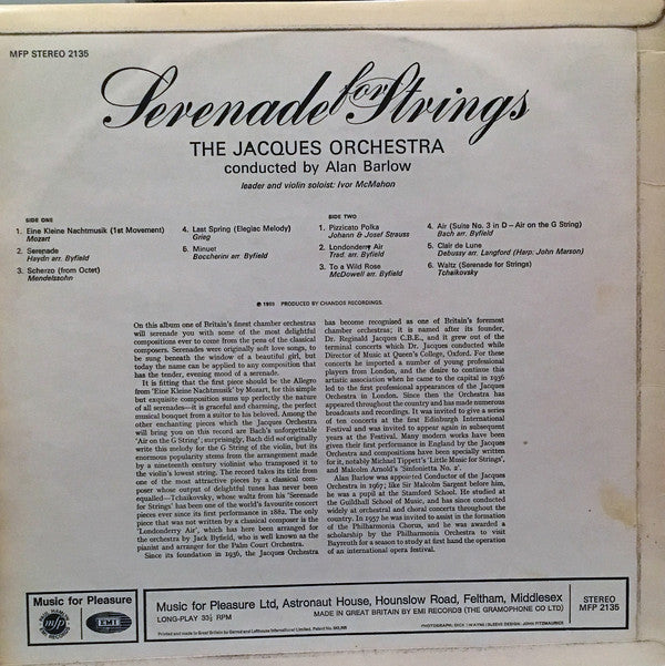 The Jacques Orchestra, Alan Barlow : Serenade For Strings (LP, Album)