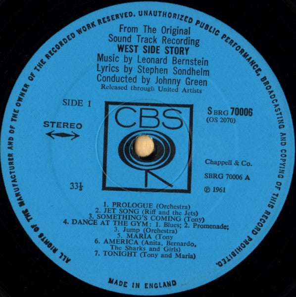 Leonard Bernstein : West Side Story (The Original Sound Track Recording) (LP, Album, RE)