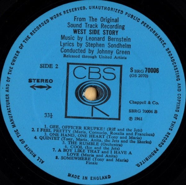 Leonard Bernstein : West Side Story (The Original Sound Track Recording) (LP, Album, RE)