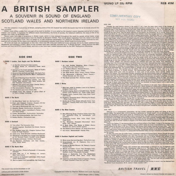 Various : A British Sampler: A Souvenir In Sound Of England Scotland Wales & Northern Ireland (LP, Mono)
