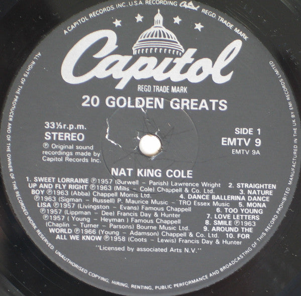 Nat King Cole : 20 Golden Greats (LP, Comp, RP)
