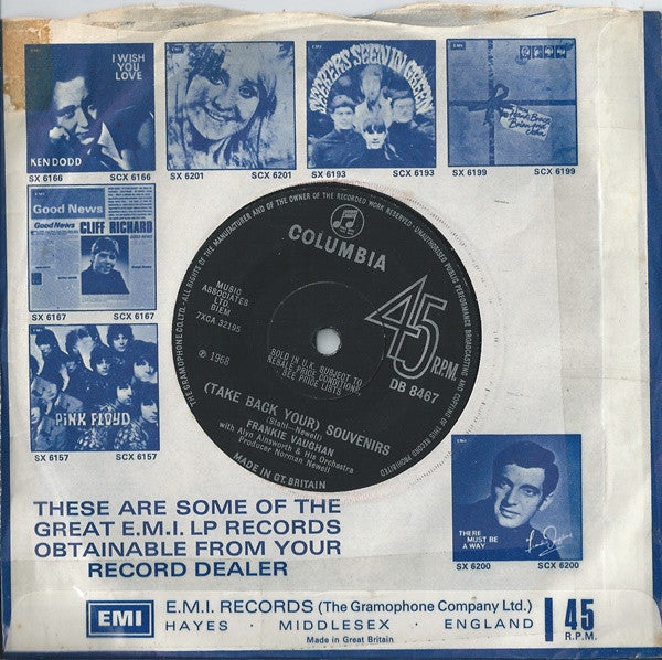 Frankie Vaughan : (Take Back Your) Souvenirs (7", Single, Sol)