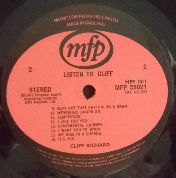 Cliff Richard : Listen To Cliff (2xLP, Comp, Gat)