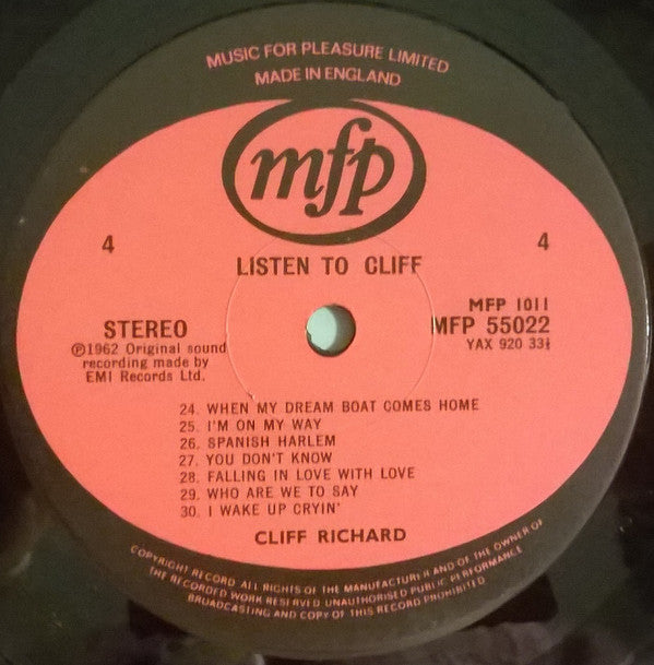 Cliff Richard : Listen To Cliff (2xLP, Comp, Gat)