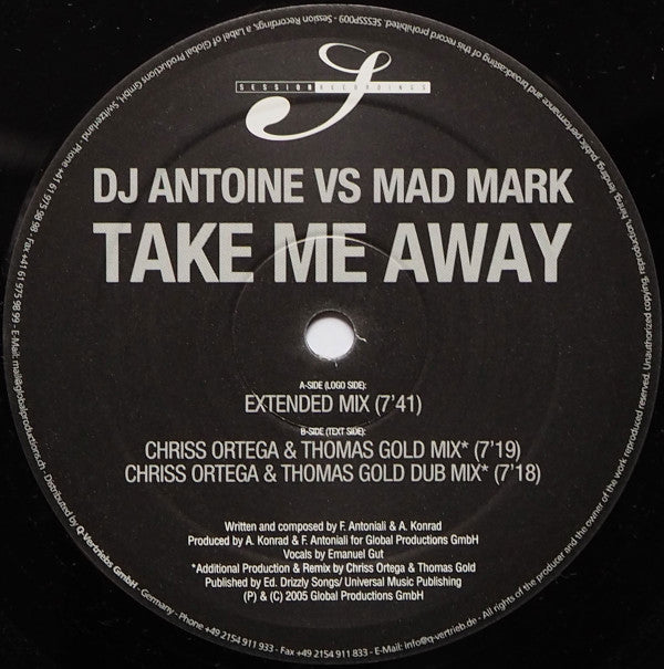 DJ Antoine vs. Mad Mark : Take Me Away (12")