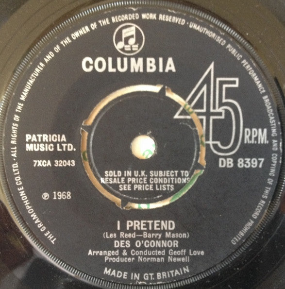 Des O'Connor : I Pretend (7", Single, Pus)