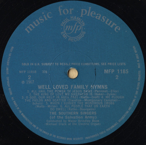 The Southern Singers Conducted By Brindley Boon : Well Loved Family Hymns (LP, Album, Mono)