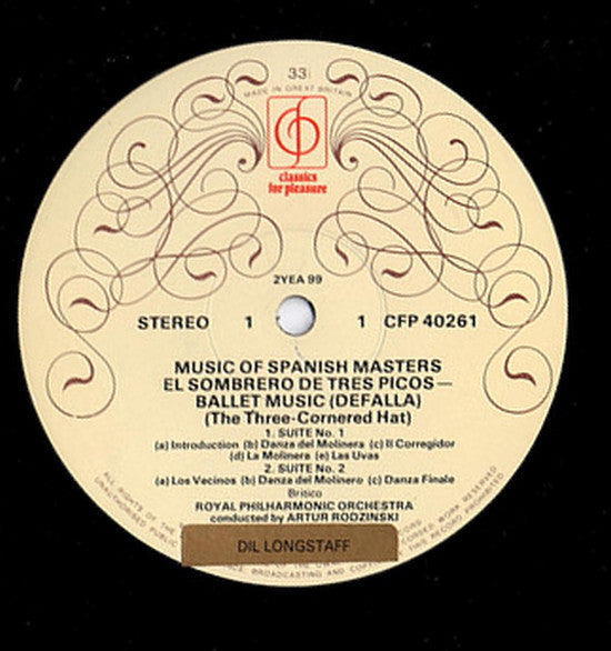 Royal Philharmonic Orchestra Conducted By Artur Rodzinski : Music Of Spanish Masters (LP)