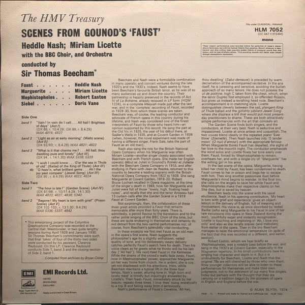 Sir Thomas Beecham, Charles Gounod, Heddle Nash, Miriam Licette : Scenes From Gounod's 'Faust' (LP, Mono)