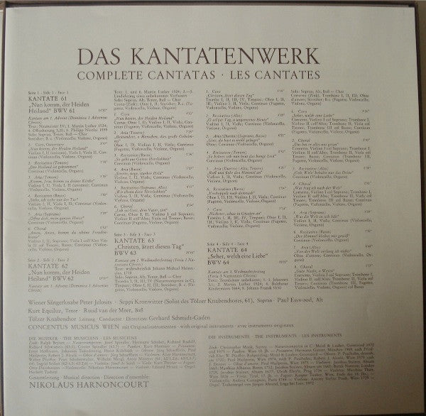Johann Sebastian Bach : Das Kantatenwerk (Complete Cantatas) | BWV 61-64 | Vol. 16 (2xLP + Box)