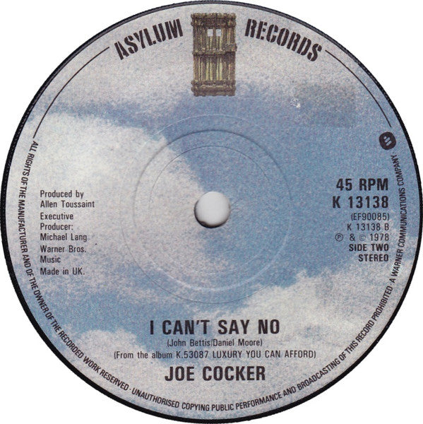 Joe Cocker : Fun Time / I Can't Say No (7", Single)