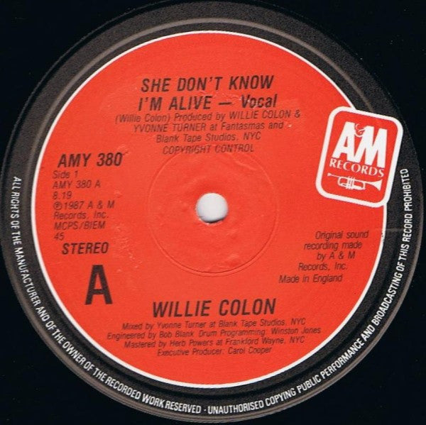 Willie Colón : She Don't Know I'm Alive (12")