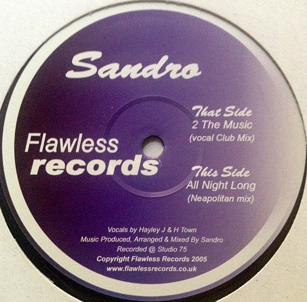 Sandro (2) : 2 The Music / All Night Long (12")