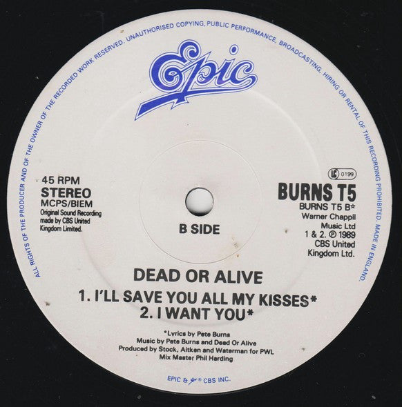 Dead Or Alive : Come Home With Me Baby (12", Single)