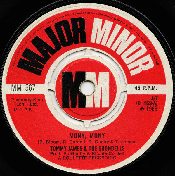 Tommy James & The Shondells : Mony, Mony (7", Single)