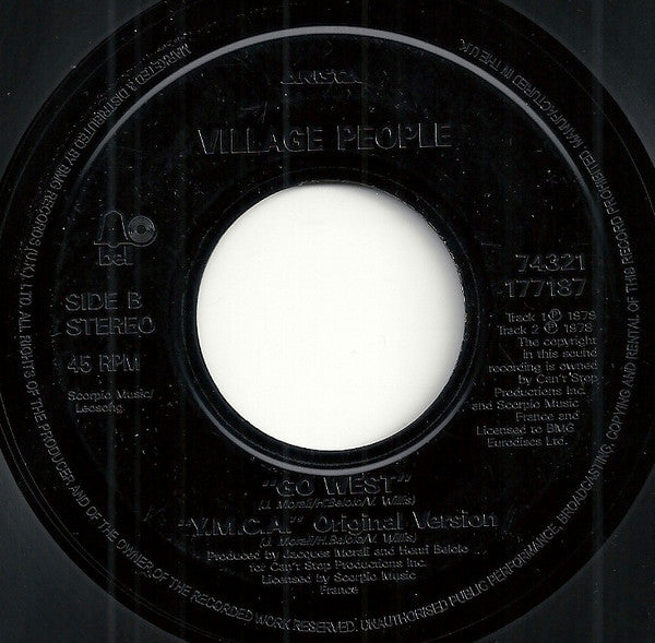 Village People : Y.M.C.A. (New 1993 Remix) (7", Single, Jukebox, Promo)